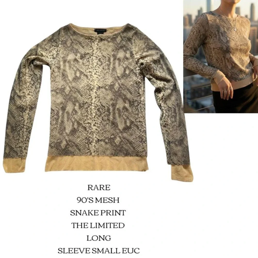 Stunning Rare 90s limited mesh snakeskin‎ top The Limited small EUC